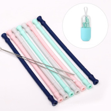 Collapsible Straw Bpa Free, Kean High Quality Slender Reusable Wide Silicone Straws With Package